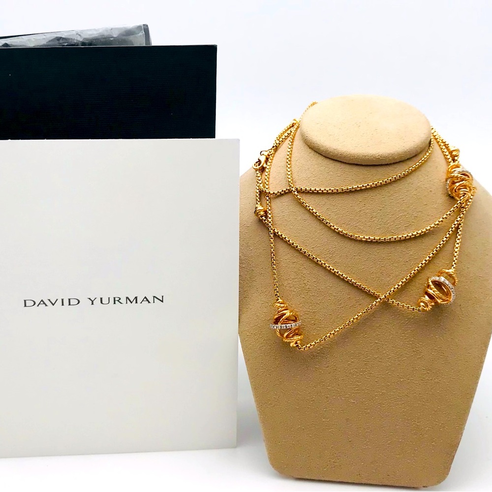 DAVID YURMAN 750/18k RoseGold .61cts(tw)Diamonds, Crossover Station Necklace 32”